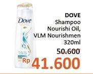 Promo Harga DOVE Shampoo Nourishing Oil, Volume Nourishment 320 ml - Alfamidi