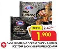 Promo Harga GAGA Mie Gepeng Soup Chicken Black Pepper, Fried Chicken Black Pepper  - Superindo