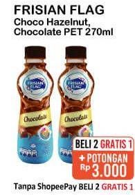 Promo Harga FRISIAN FLAG Susu UHT Botol Chocolate, Chocolate Hazelnut 270 ml - Alfamart