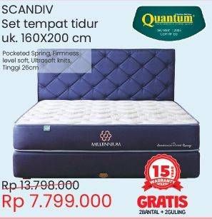 Promo Harga QUANTUM Mattress Millennium Scandinavian Bed Set 160 X 200 Cm  - Courts