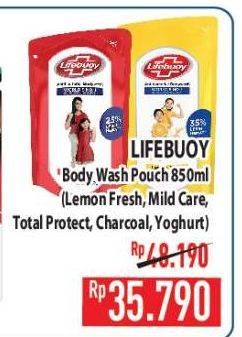 Promo Harga LIFEBUOY Body Wash Lemon Fresh, Mild Care, Total 10, Charcoal And Mint, Yoghurt Care 850 ml - Hypermart
