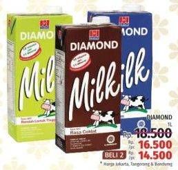 Promo Harga DIAMOND Milk UHT Chocolate, Full Cream, Low Fat High Calcium 1000 ml - LotteMart