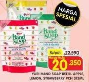 Promo Harga YURI Hand Soap Apple, Lemon, Strawberry 375 ml - Superindo