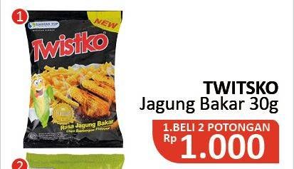 Promo Harga TWISTKO Snack Jagung Bakar Jagung Bakar per 2 pouch 30 gr - Alfamidi