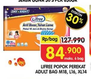Promo Harga Lifree Popok Perekat Menyerap dan Kering M18, L16, XL14 14 pcs - Superindo
