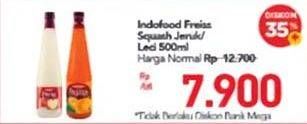 Promo Harga FREISS Syrup Squash Orange, Lychee 500 ml - Carrefour