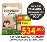Promo Harga ARLA Puregrow Organic 1+ Boys, Girls per 2 box 720 gr - Superindo