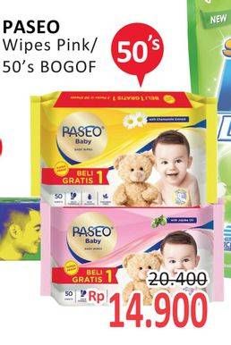 Promo Harga PASEO Baby Wipes With Jojoba Oil, With Chamomile Extract per 2 pcs 50 sheet - Alfamidi