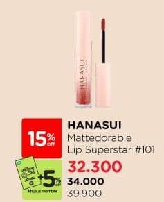 Hanasui Matte Lip Cream 4 gr Diskon 14%, Harga Promo Rp34.000, Harga Normal Rp39.900, Khusus Member Rp. 32.300, Khusus Member