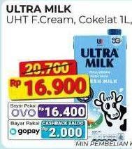 Promo Harga Ultra Milk Susu UHT Full Cream, Coklat 1000 ml - Alfamart