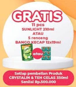 Promo Harga Crystalline Air Mineral/Teh Gelas Tea   - Lotte Grosir