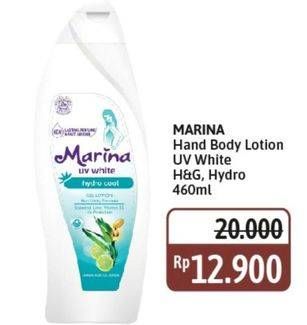 Promo Harga Marina Hand Body Lotion UV White Healthy Glow, UV White Hydro Cool 460 ml - Alfamidi