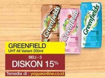 Promo Harga GREENFIELDS UHT All Variants 200 ml - Yogya