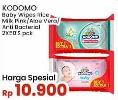 Promo Harga Kodomo Baby Wipes Rice Milk Pink, Anti Bacterial, Classic Blue 50 pcs - Indomaret