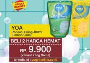 Promo Harga YOA Pencuci Piring Lemon, Lime 400 ml - Yogya
