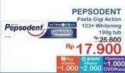 Promo Harga Pepsodent Pasta Gigi Action 123 Whitening 190 gr - Indomaret