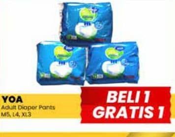 Promo Harga YOA Adult Diapers Pants L4, M5, XL3 3 pcs - Yogya