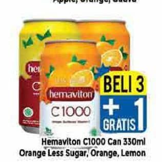 Promo Harga Hemaviton C1000 Lemon, Orange, Less Sugar 330 ml - Hypermart