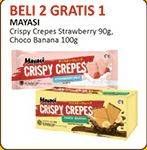 Promo Harga MAYASI Crispy Crepes Strawberry Milk, Choco Banana 100 gr - Alfamidi