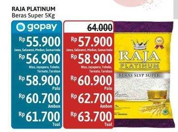 Promo Harga Raja Platinum Beras Slyp Super 5000 gr - Alfamidi