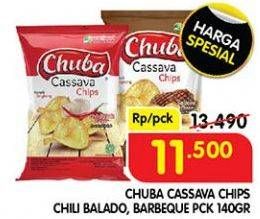 Promo Harga Chuba Cassava Chips Sambal Balado, BBQ 140 gr - Superindo
