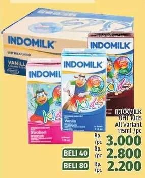 Promo Harga INDOMILK Susu UHT Kids All Variants 115 ml - LotteMart