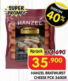 Promo Harga Hanzel Bratwurst Cheese 360 gr - Superindo