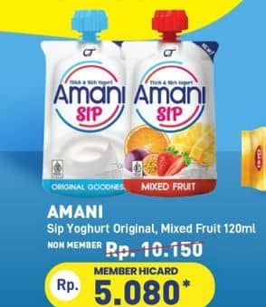 Promo Harga Amani Yoghurt Sip Mixed Berry, Original 120 gr - Hypermart