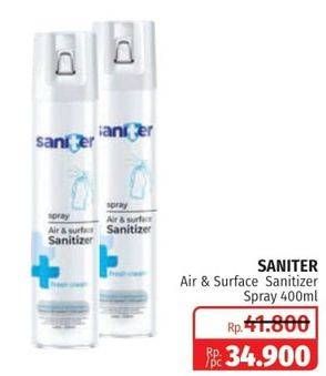 Promo Harga SANITER Air & Surface Sanitizer Aerosol Fresh Clean 400 ml - Lotte Grosir