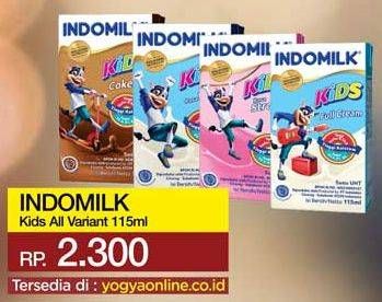 Promo Harga INDOMILK Susu UHT Kids Cokelat, Full Cream, Stroberi, Vanila 115 ml - Yogya