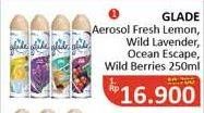 Promo Harga GLADE Aerosol Fresh Lemon, Wild Lavender, Ocean Escape, Wild Berries 250 ml - Alfamidi