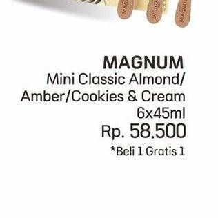 Promo Harga Walls Magnum Mini Classic Almond, Classic Amber, Cookies N Cream per 6 pcs 45 ml - LotteMart