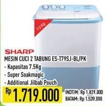 Sharp ES-T79SJ-BL/PK  Harga Promo Rp1.719.000, INTIM Rp1.829.000
BATAM Rp1.539.000

Spesifikasi :
- Kapasitas 7,5 Kg
- Super Soakmagic
- Additional Jilbab Pouch