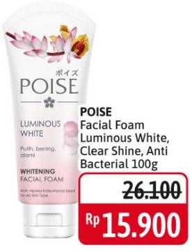 Promo Harga POISE Facial Foam Anti Bacterial, Clear Shine, Luminous White 100 ml - Alfamidi