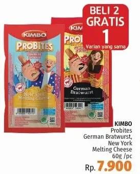 Promo Harga KIMBO Probites Original German Bratwurst, New York Melting Cheese 1 pcs - LotteMart