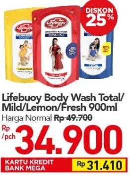 Promo Harga LIFEBUOY Body Wash Lemon Fresh, Mild Care, Total 10 900 ml - Carrefour