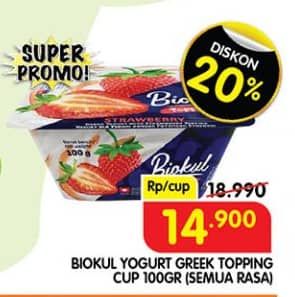 Promo Harga Biokul Greek Yogurt With Topping All Variants 100 gr - Superindo