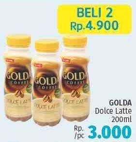 Promo Harga GOLDA Coffee Drink Dolce Latte per 2 botol 200 ml - LotteMart