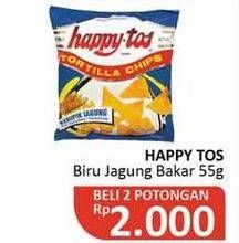 Promo Harga HAPPY TOS Tortilla Chips Jagung Bakar/Roasted Corn 55 gr - Alfamidi