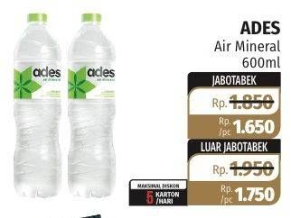 Promo Harga ADES Air Mineral 600 ml - Lotte Grosir
