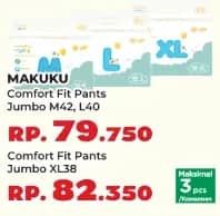 Promo Harga Makuku Comfort Fit Diapers Pants M42, L40 40 pcs - Yogya