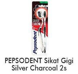 Promo Harga PEPSODENT Sikat Gigi Silver Charcoal 2 pcs - Alfamart