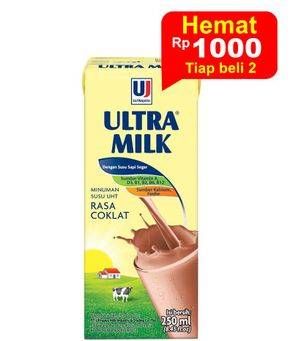 Promo Harga Ultra Milk Susu UHT Coklat 250 ml - Indomaret