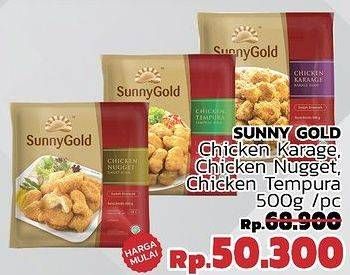 Promo Harga SUNNY GOLD Chicken Karage, Chicken Nugget, Chicken Tempura 500g  - LotteMart