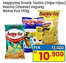 Promo Harga Happy Tos Tortilla Chips Hijau, Nacho Cheese, Jagung Bakar/Roasted Corn 140 gr - Indomaret