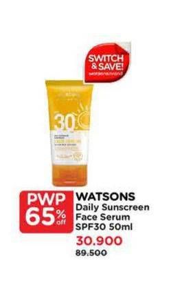 Promo Harga Watsons Daily Protection Sunscreen Face Serum SPF30 PA++++ 50 ml - Watsons