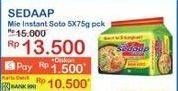 Promo Harga Sedaap Mie Kuah Soto per 5 pcs 75 gr - Indomaret