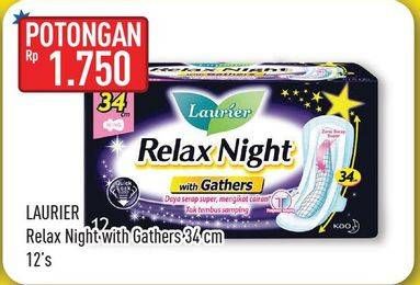 Promo Harga Laurier Relax Night Gathers 34cm 12 pcs - Hypermart