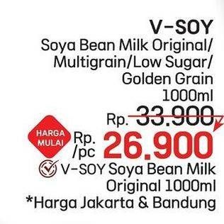 Promo Harga V-soy Soya Bean Milk Original, Multi Grain, Low Sugar, Golden Grain 1000 ml - LotteMart