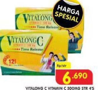 Promo Harga VITALONG C Vitamin C 500mg 4 pcs - Superindo